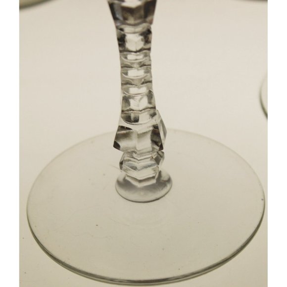 7 Rock Sharpe Halifax Water Goblet Crystal Glass Floral Etch Cut Stem Circa 40s - Picture 8 of 8